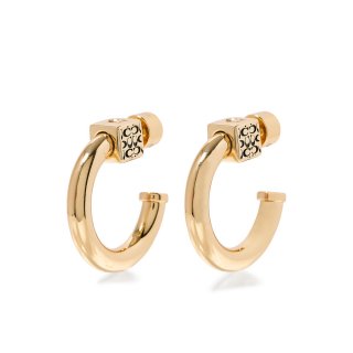 Coach Signature Quilted Cube Chubby Hoop Earrings, Brass, Titanium & Cubic Zirconia - Gold