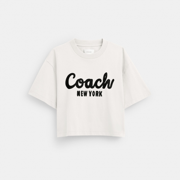 Coach Cursive Signature Cropped T-shirt - WHITE
