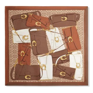 Coach tabby Bag Print Silk Square Scarf - Brown Coach tabby Bag Print Silk Square Scarf - Brown
