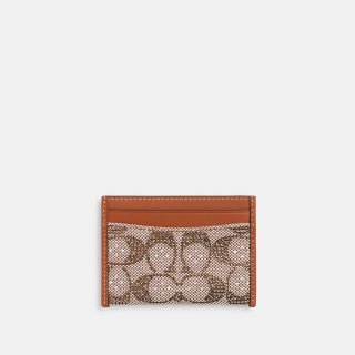 Coach Essential Card Case In Crystal Signature Jacquard - Brown