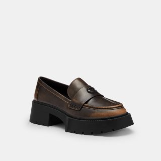 Coach Leah Platform Loafer In Loved Leather - Black Coach Leah Platform Loafer In Loved Leather - Black
