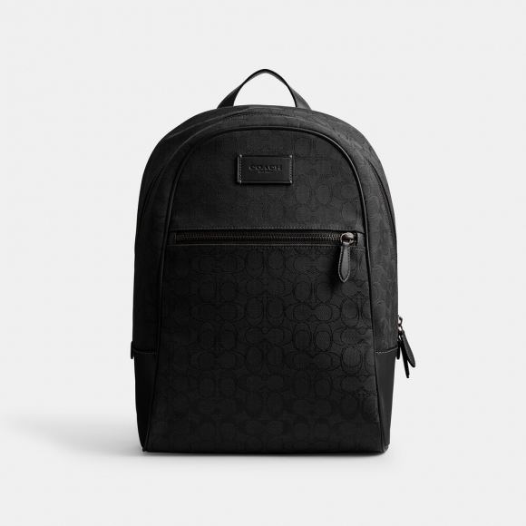 Coach Theo Backpack In Signature Jacquard 27 - Black Coach Theo Backpack In Signature Jacquard 27 - Black