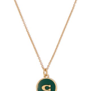 Coach Enamel Coin C Logo Pendant Necklace - Green