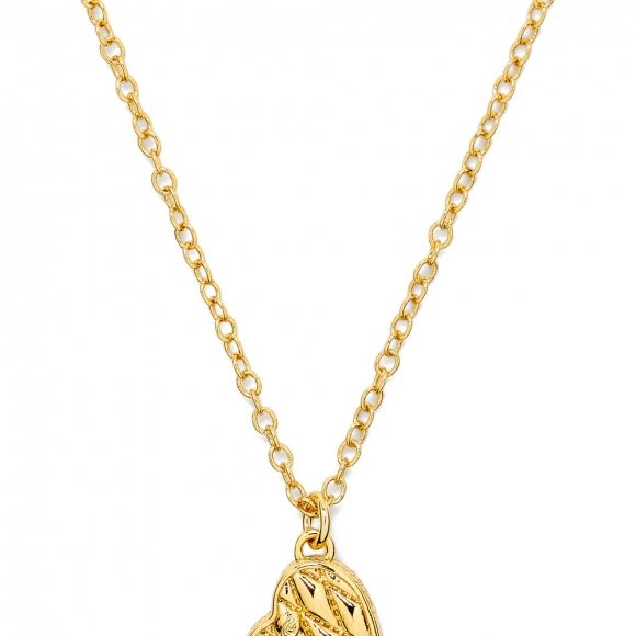 Coach Quilted Heart Short Pendant Necklace In Gold-plated Brass - Gold
