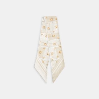Coach Tabby Bag Print Silk Wide Skinny Scarf - CREAM