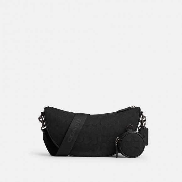 Coach Hall Soft Sling Bag In Signature Jacquard 30 - Black