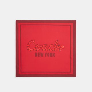 Coach New Year Silk Bandana With Coach Snake Script Print - Red Coach New Year Silk Bandana With Coach Snake Script Print - Red