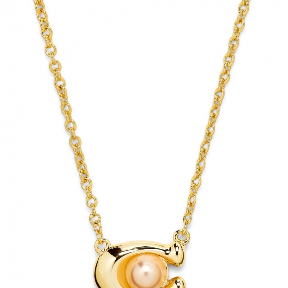 Coach Signature Pendant Pearl Necklace - Gold II
