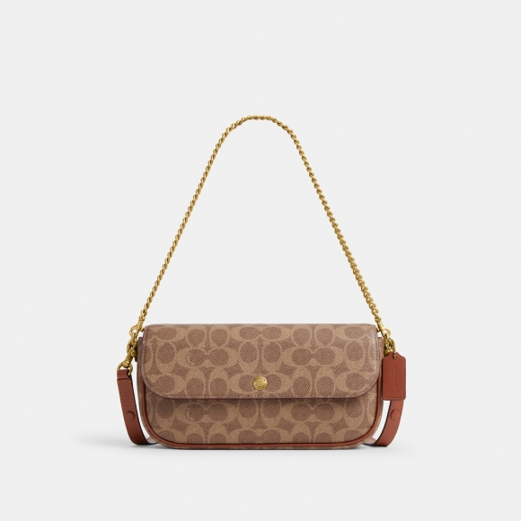 Coach Brook Flap Chain Bag In Signature Canvas 23 - Light/Pastel Brown Coach Brook Flap Chain Bag In Signature Canvas 23 - Light/Pastel Brown
