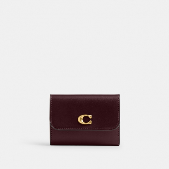 Coach Essential Card Holder Wallet In Colorblock - BURGUNDY