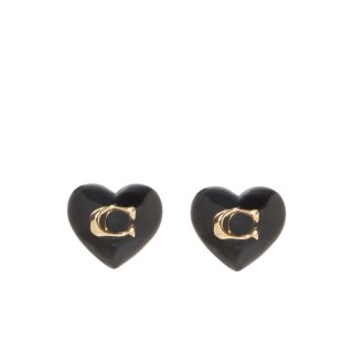 Coach Signature Heart Stud Earrings - BLK Coach Signature Heart Stud Earrings - BLK