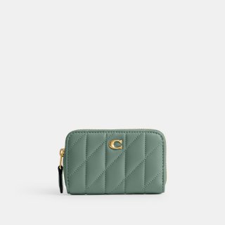 Coach Essential Small Zip Around Card Case With Pillow Quilting - Open Blue