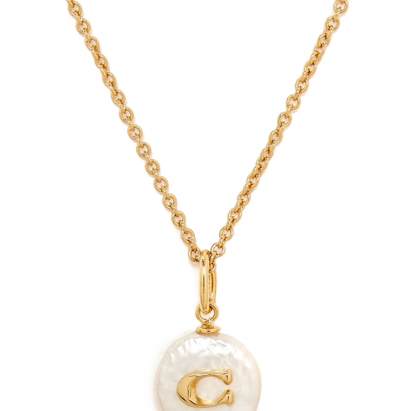 Coach Signature Coin Pearl Pendant Necklace - PEARL