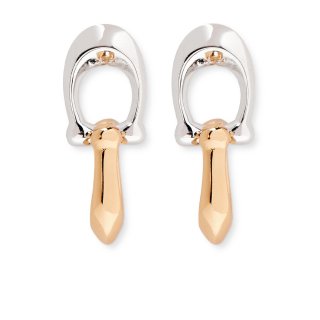 Coach Signature C Double Drop Stud Earrings, Plated Metal - Silver Gold Coach Signature C Double Drop Stud Earrings, Plated Metal - Silver Gold