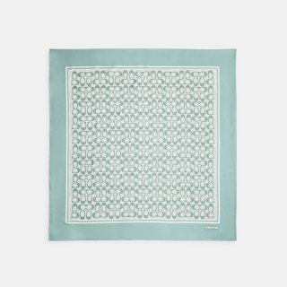 Coach Vintage Signature Print Silk Square Scarf - GREEN 1 Coach Vintage Signature Print Silk Square Scarf - GREEN 1