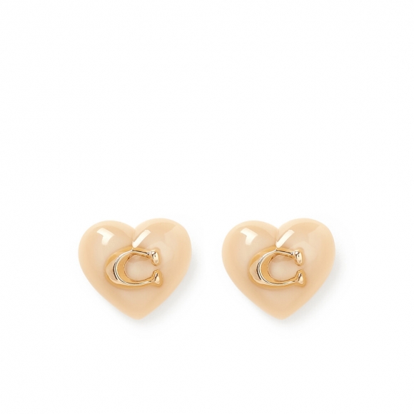 Coach Signature Heart Stud Earrings - Blush Coach Signature Heart Stud Earrings - Blush