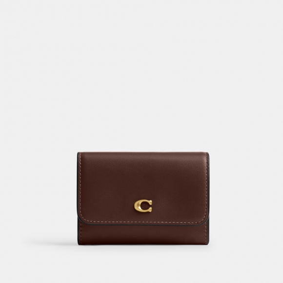 Coach Essential Flap Card Case - DARK BROWN