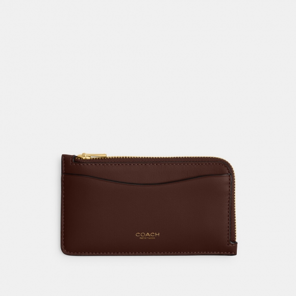 Coach New York Zip Card Case - DARK BROWN Coach New York Zip Card Case - DARK BROWN