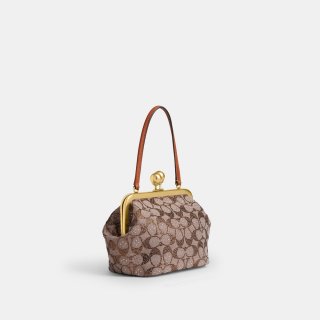 Coach Kisslock Frame Bag 16 In Crystal Signature Jacquard - Brown Coach Kisslock Frame Bag 16 In Crystal Signature Jacquard - Brown