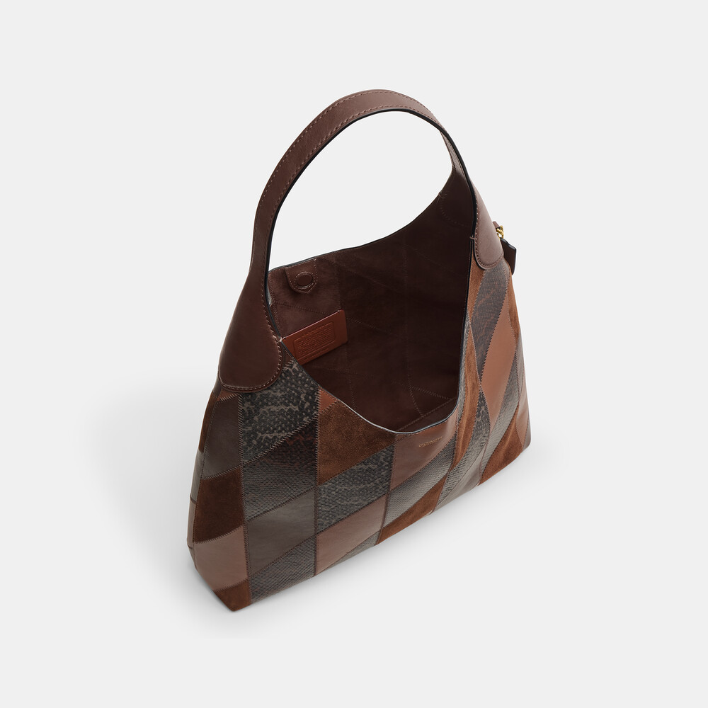 Coach Brooklyn Shoulder Bag 39 With Snakeskin Patchwork - DARK BROWN