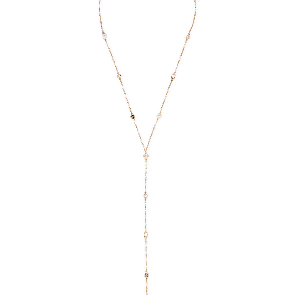 Coach Pearl Charm Y Necklace - WHITE