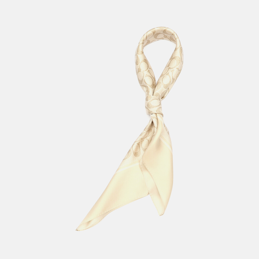 Coach Vintage Signature Print Silk Square Scarf - CREAM