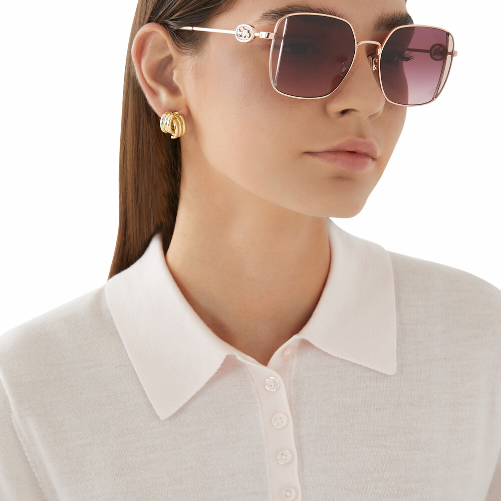 Coach Horse & Carriage Metal Oversized Square Sunglasses - Dark Pink
