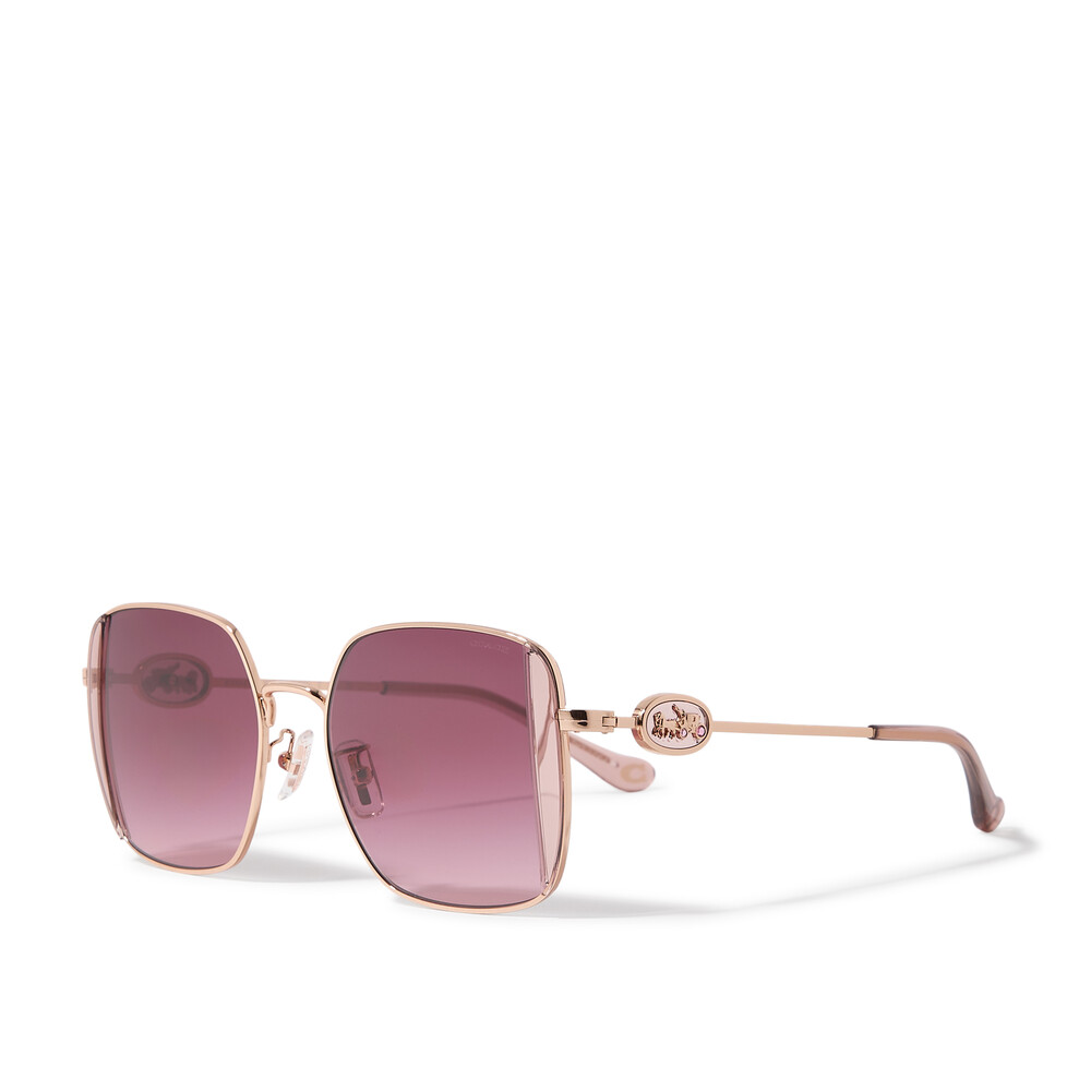 Coach Horse & Carriage Metal Oversized Square Sunglasses - Dark Pink