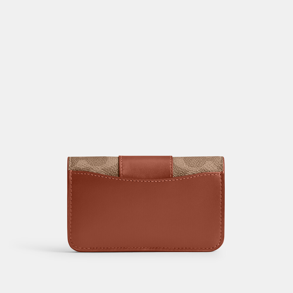 Coach Essential Slim Card Case In Signature Canvas - Light/Pastel Brown