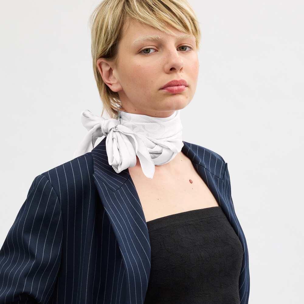 Coach Vintage Signature Print Silk Square Scarf - Open White