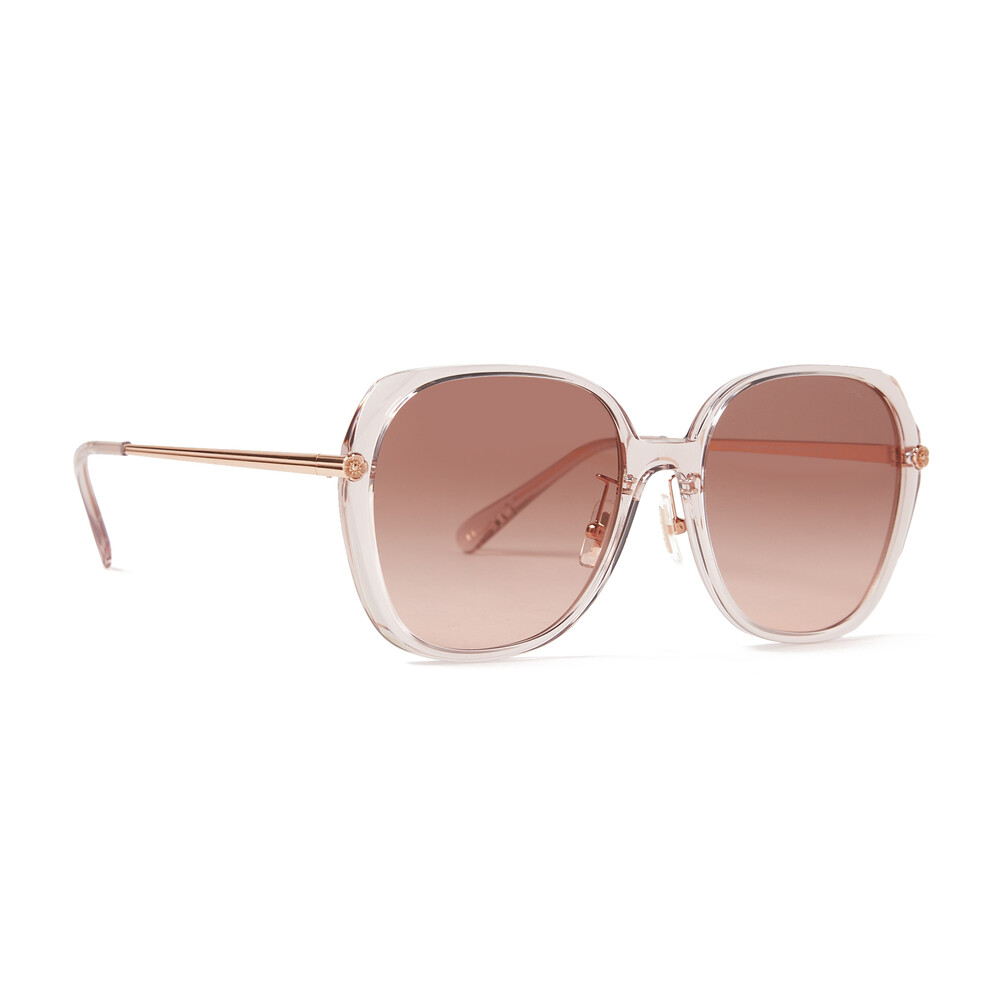 Coach Sculpted Tea Rose Round Sunglasses - Light/Pastel Pink