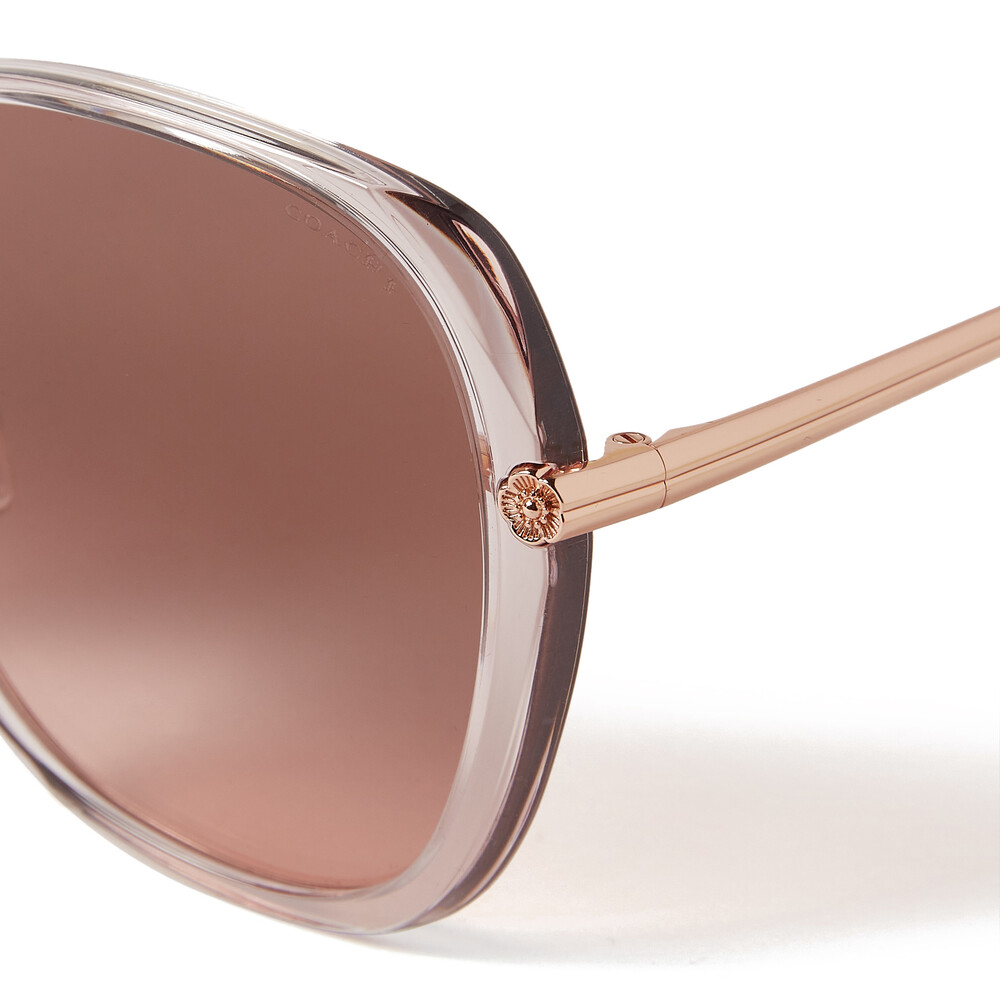 Coach Sculpted Tea Rose Round Sunglasses - Light/Pastel Pink