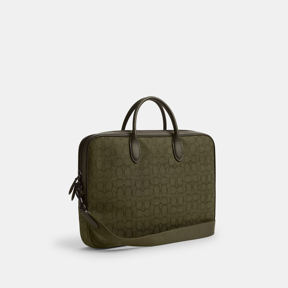 Coach Theo Work Bag In Signature Jacquard 27 - Green