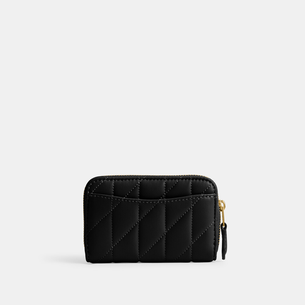 Coach Essential Small Zip Around Card Case With Pillow Quilting - Black