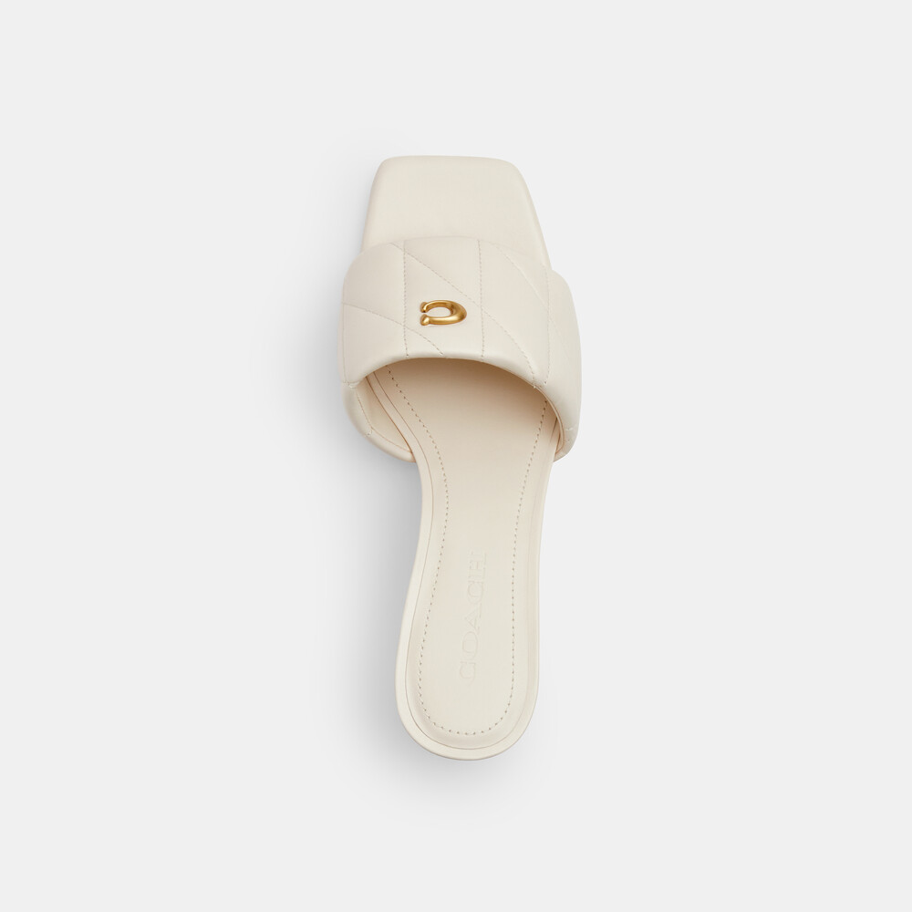 Coach Holly Block Heel Sandal With Quilting - WHITE