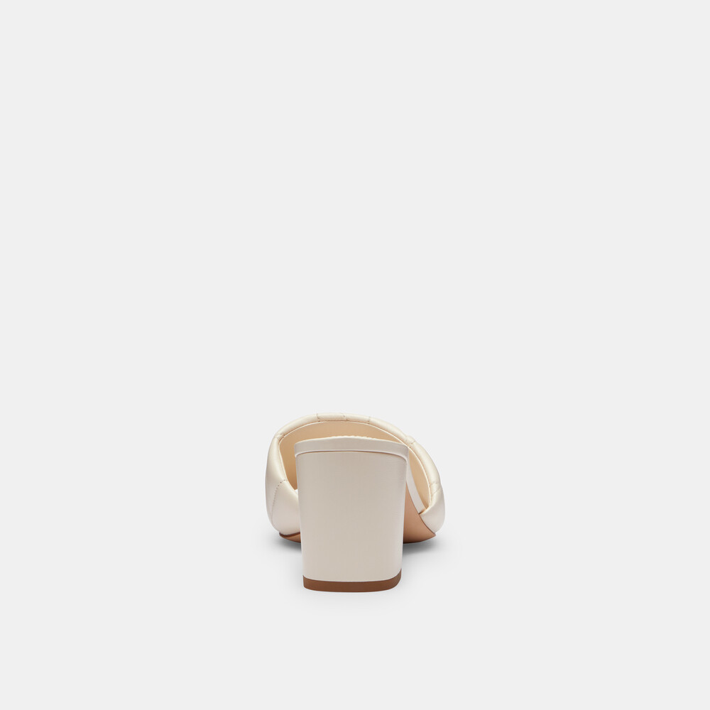 Coach Holly Block Heel Sandal With Quilting - WHITE