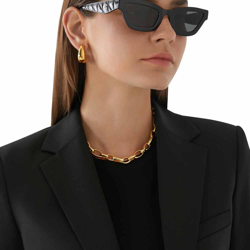 Coach Quilted Narrow Cat Eye Sunglasses - Black