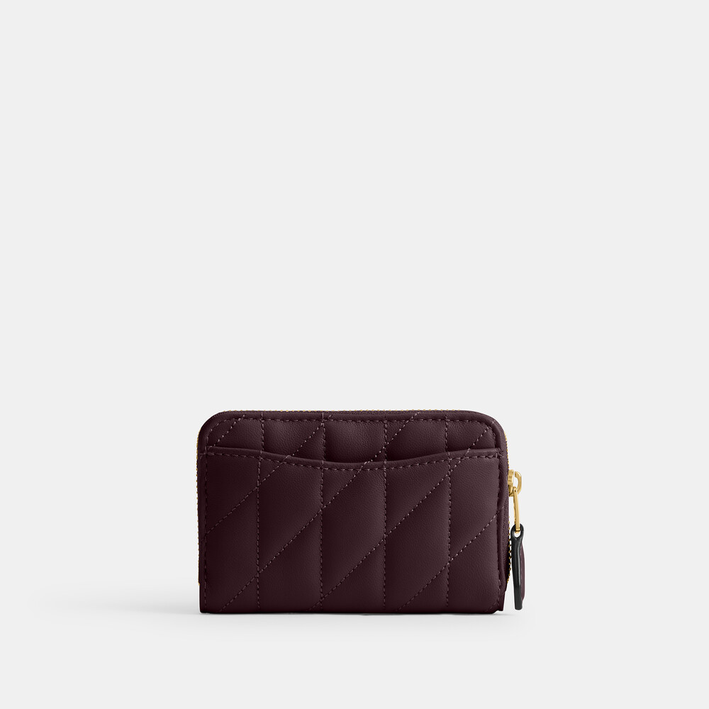 Coach Essential Small Zip Around Card Case With Pillow Quilting - Dark Purple