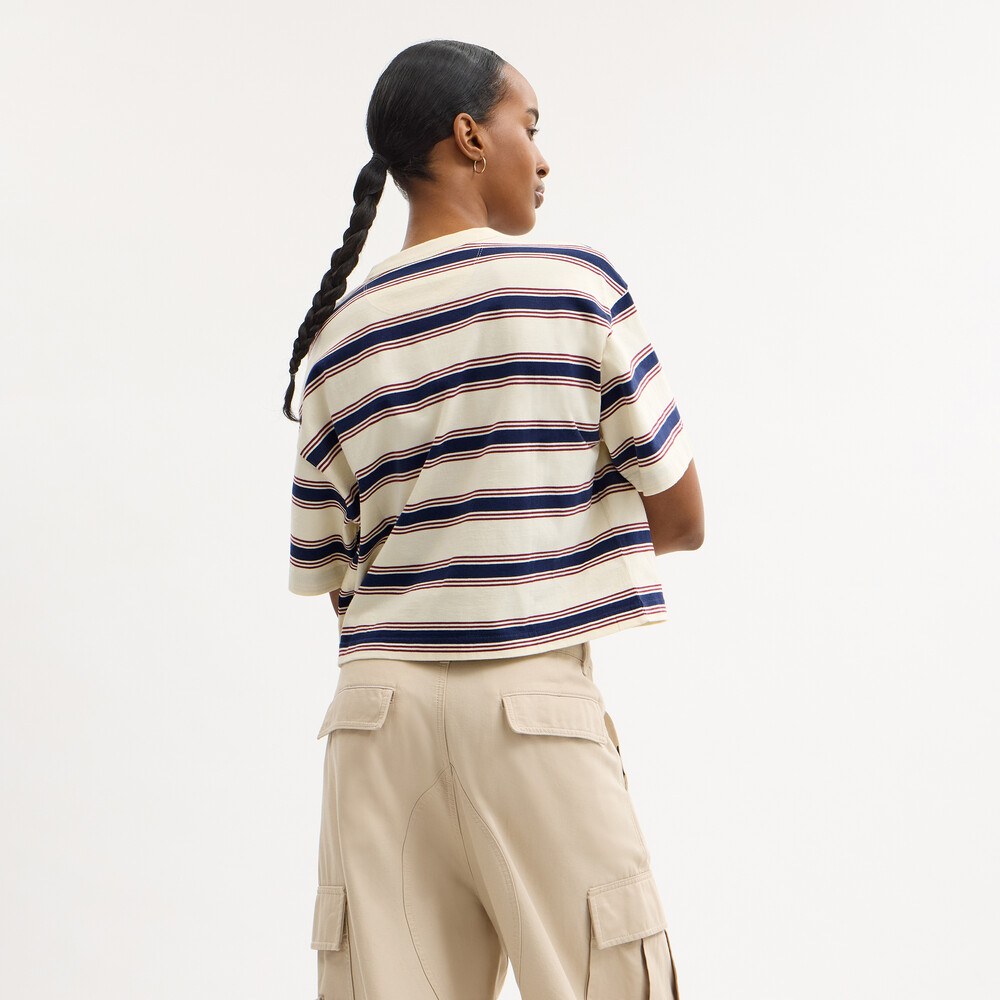 Coach Cursive Coach Striped Cropped T-shirt - CREAM