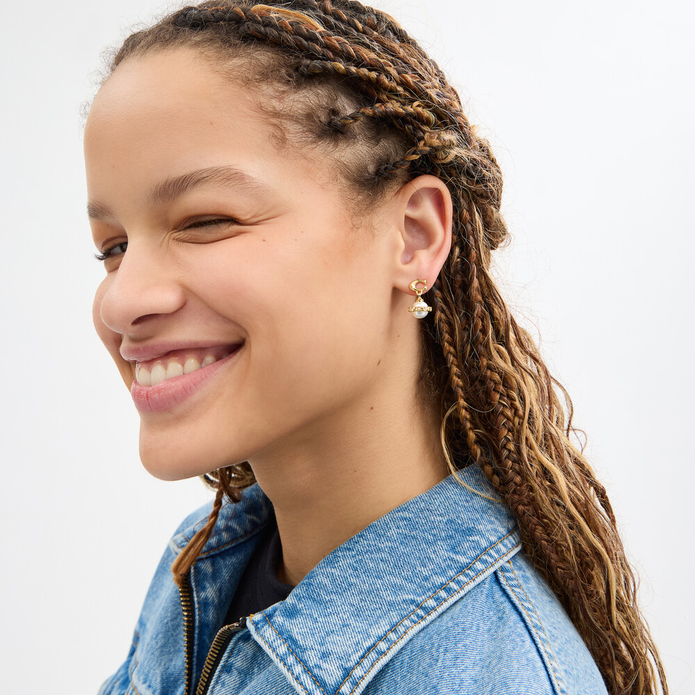 Coach Signature Pearl Drop Earrings - WHITE
