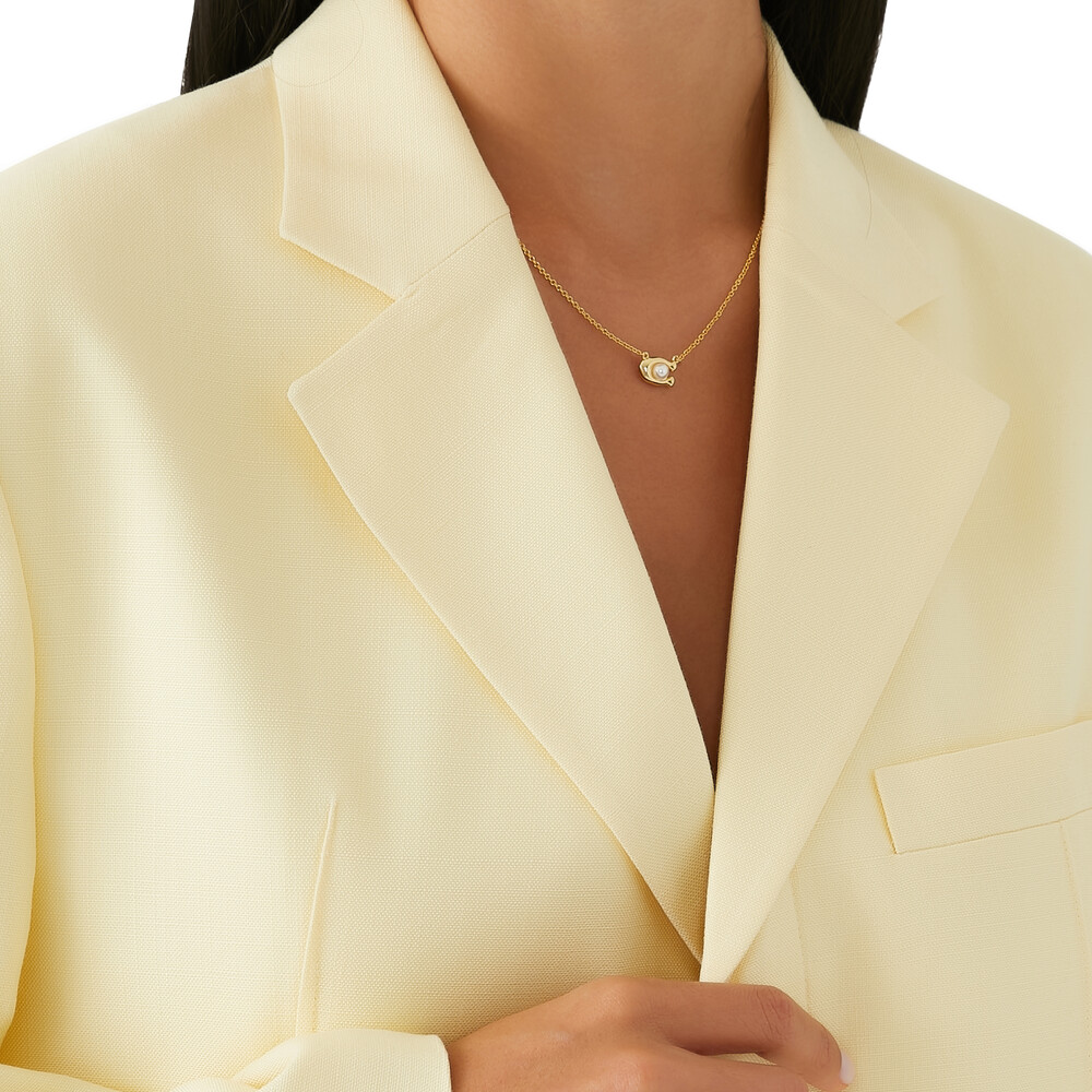 Coach Signature Pendant Pearl Necklace - Gold
