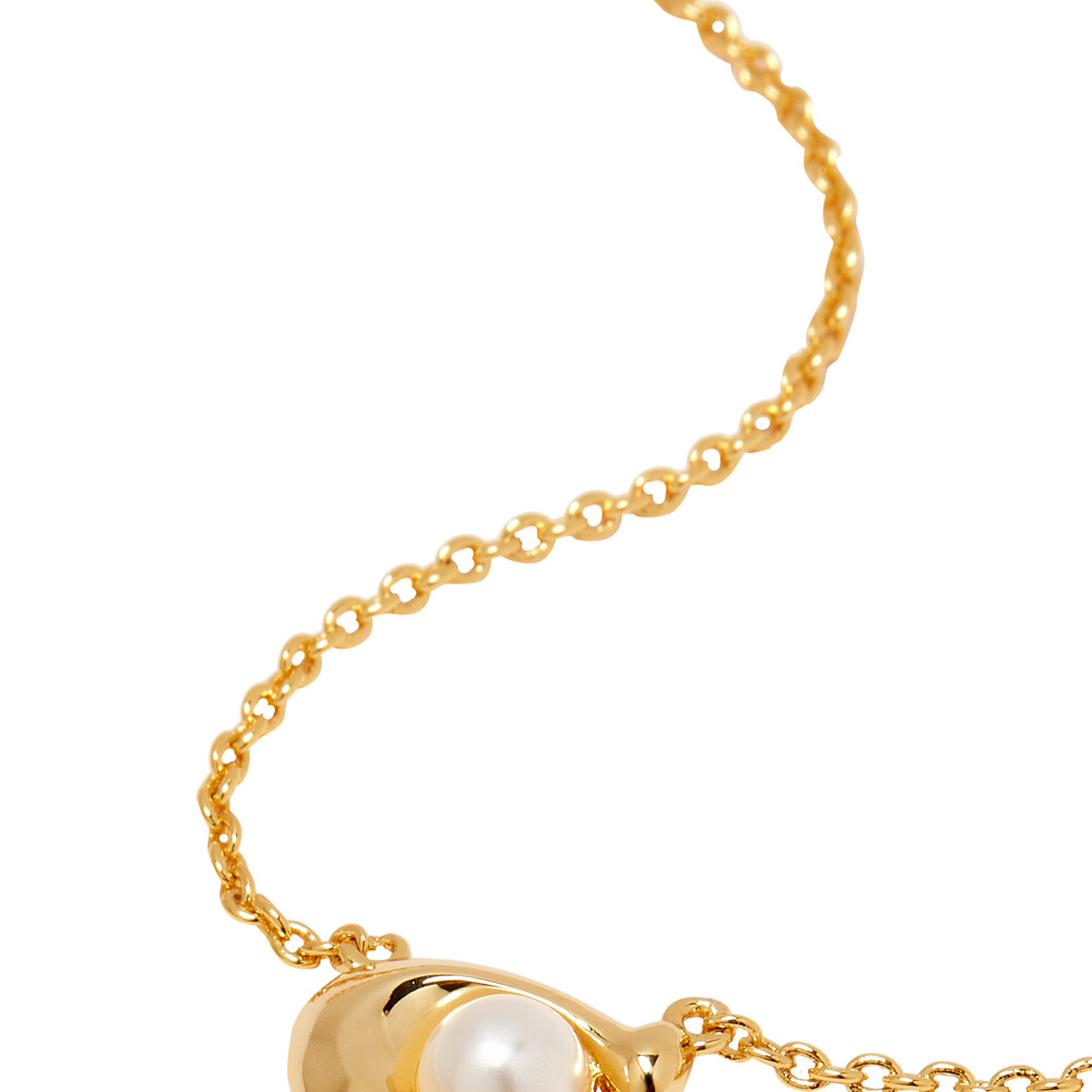 Coach Signature Pendant Pearl Necklace - Gold