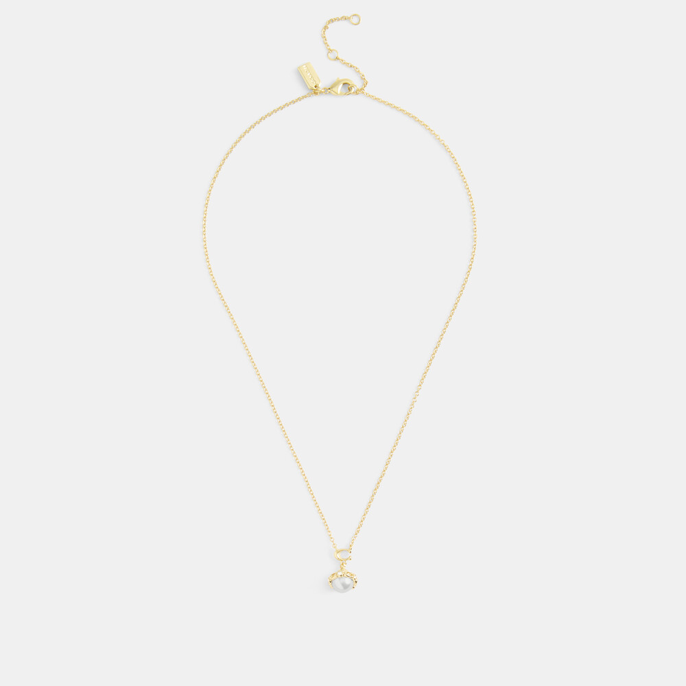 Coach Signature Pearl Orb Pendant Necklace - WHITE