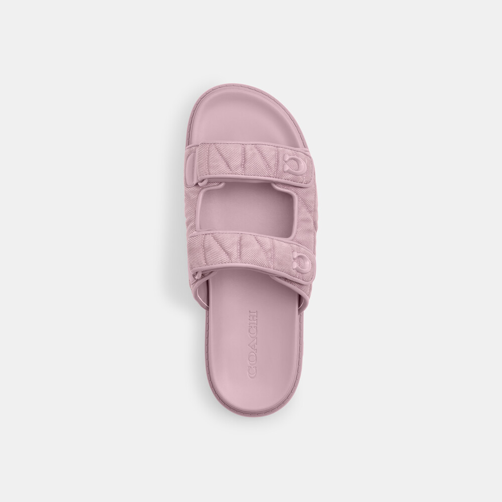 Coach Sculpted C Double Band Sandal With Quilting - Pink