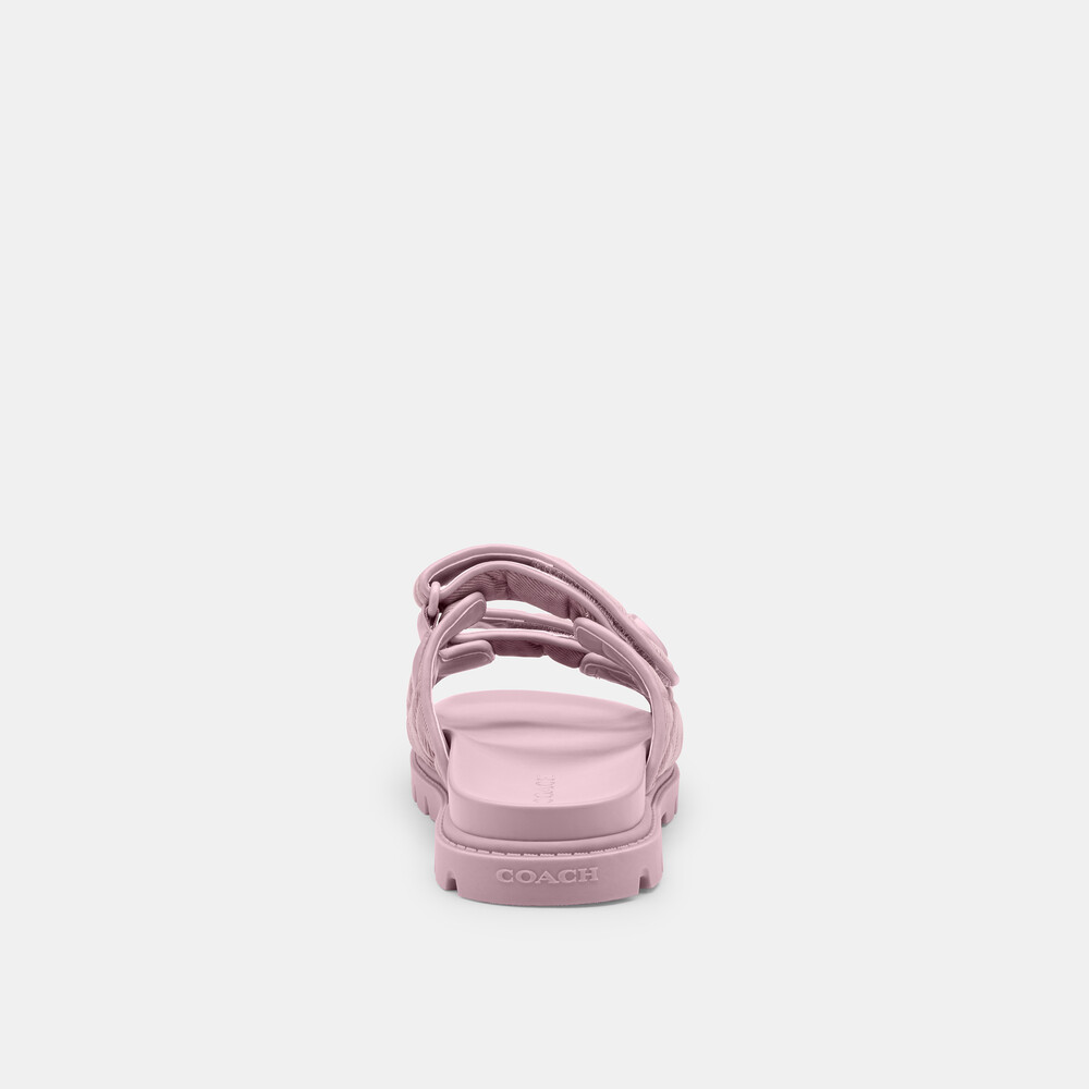 Coach Sculpted C Double Band Sandal With Quilting - Pink
