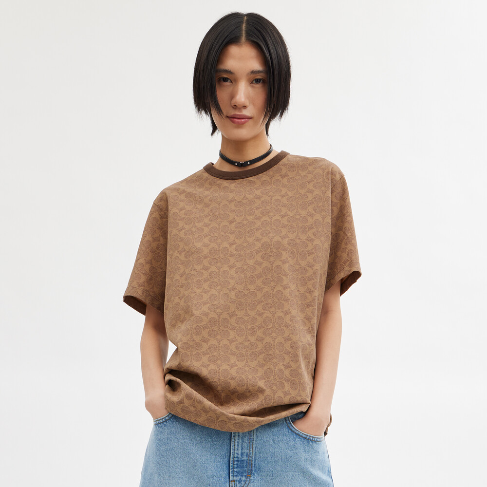 Coach Signature T-shirt - BEIGE