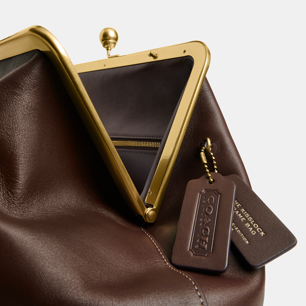 Coach Large Kisslock Frame Bag - DARK BROWN