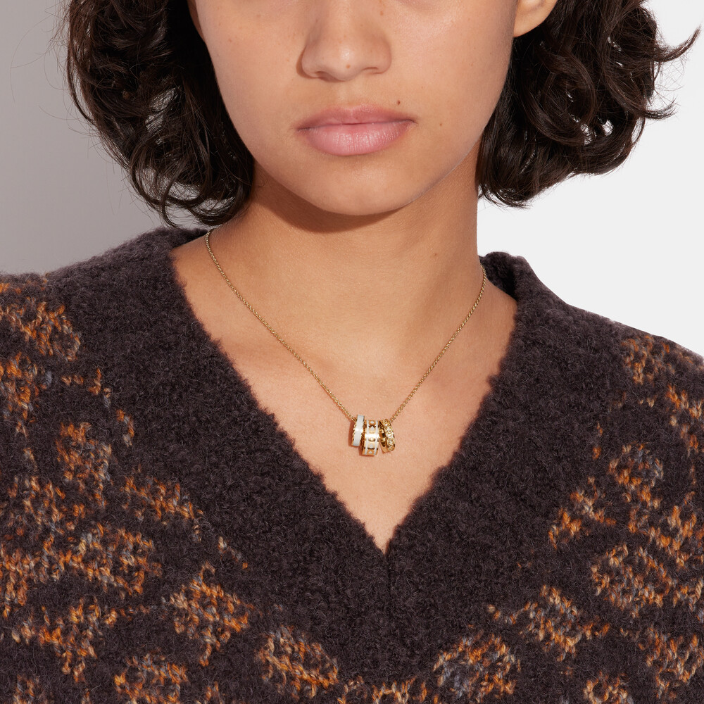 Coach Signature Enamel Necklace - WHITE