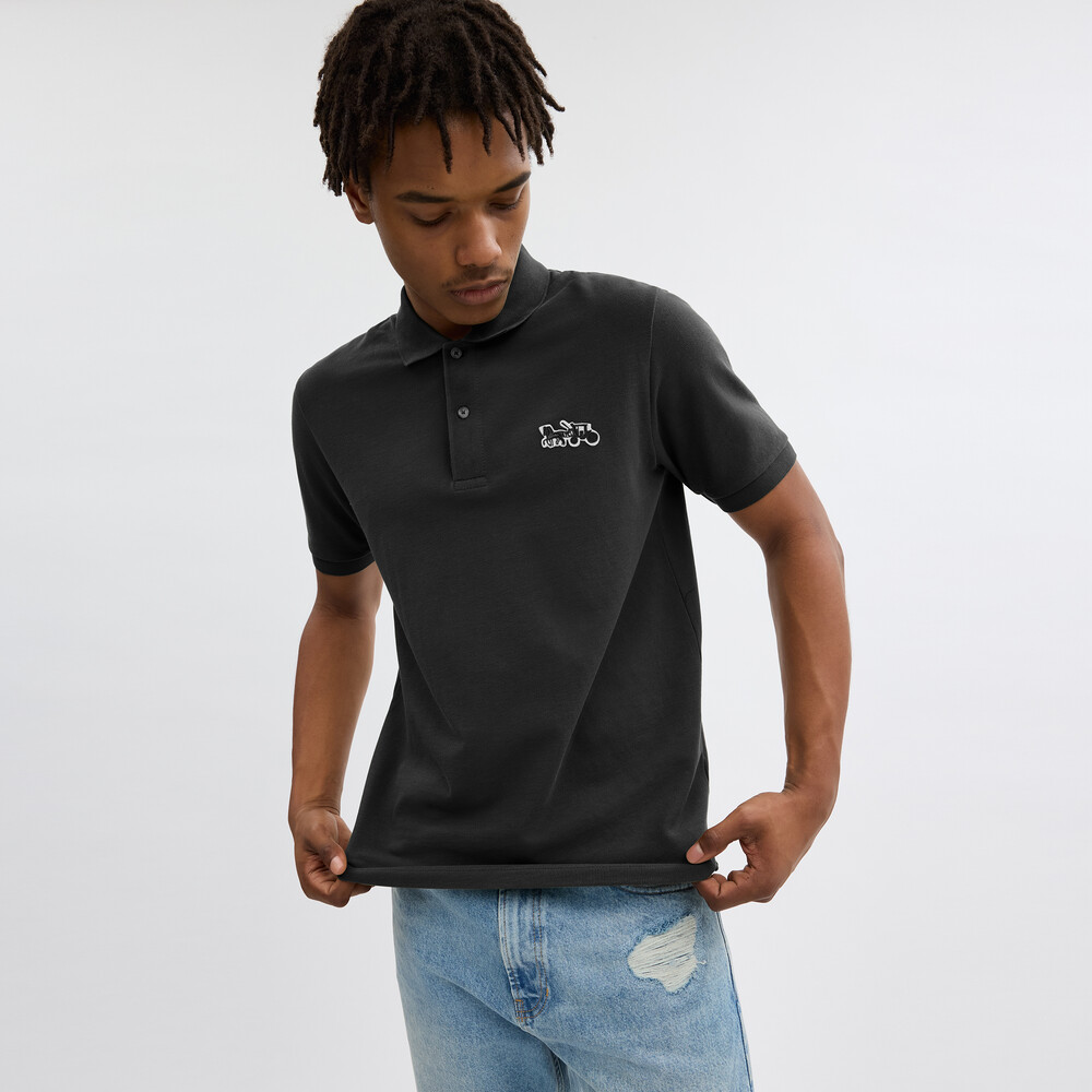 Coach Horse And Carriage Classic Polo In Organic Cotton - Black