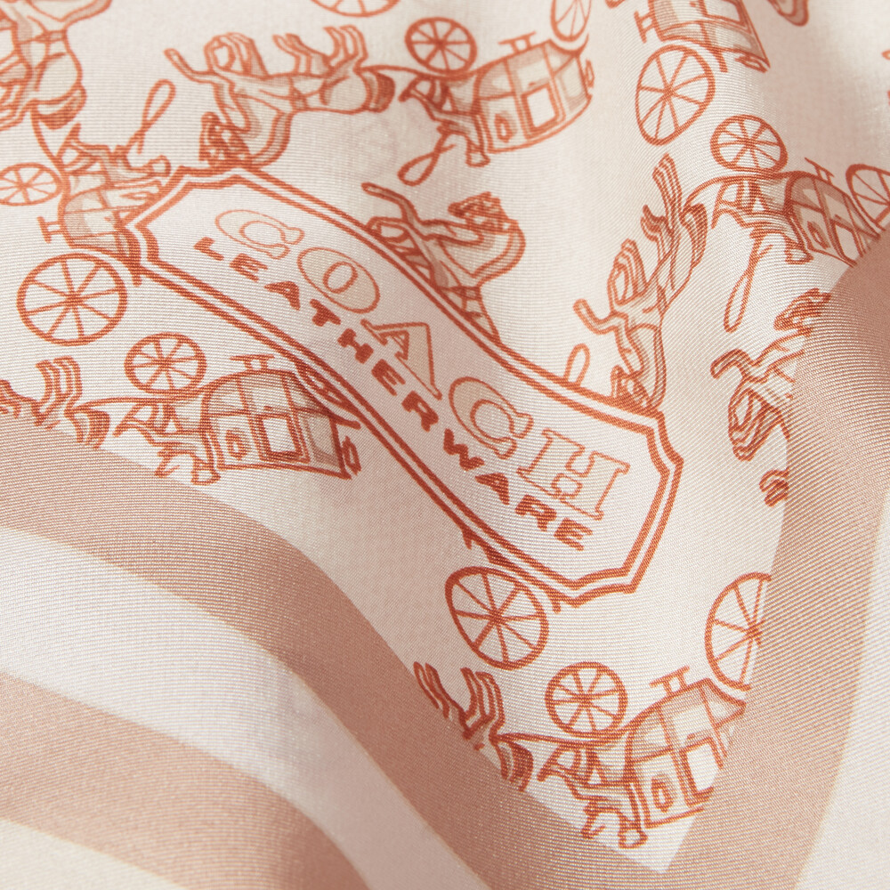 Coach Horse And Carriage Print Silk Square Scarf - WHITE